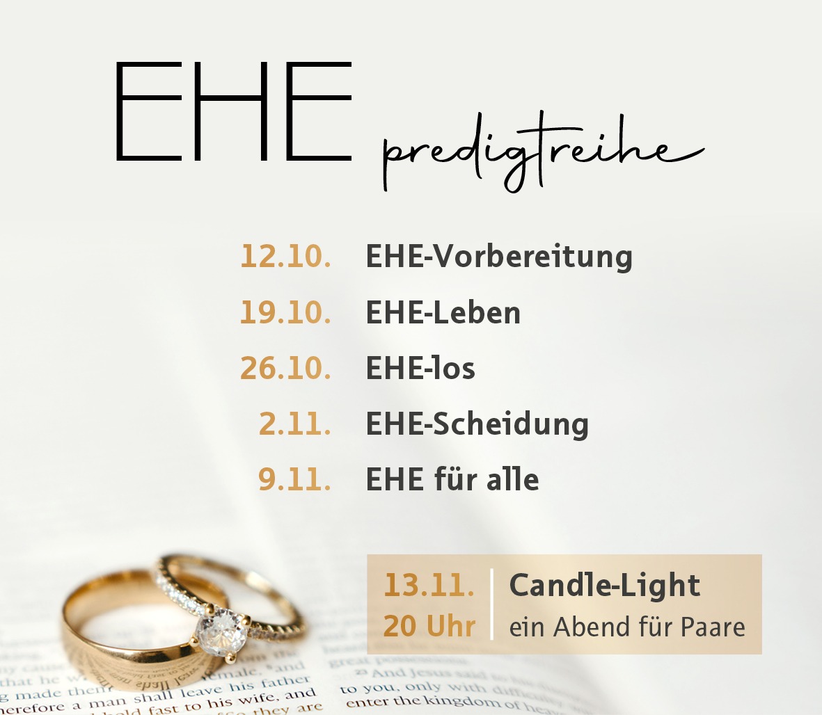 Predigtreihe Ehe – Themen Predigtreihe Ehe - Themen